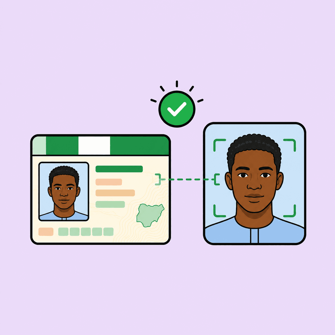 First-time identity verification step with a government ID and selfie match