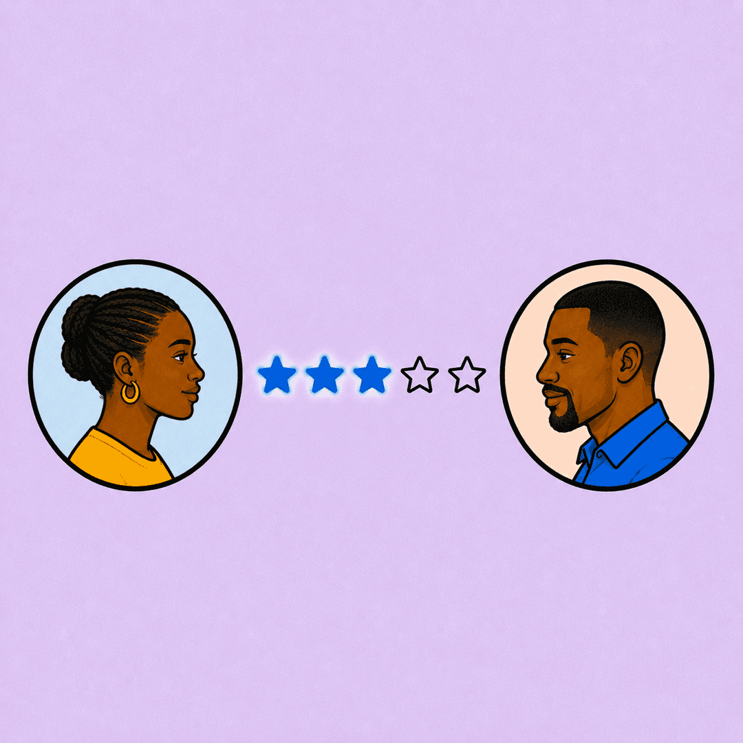 Post-trip rating screen where rider and driver review each other to keep the RideFi community trusted