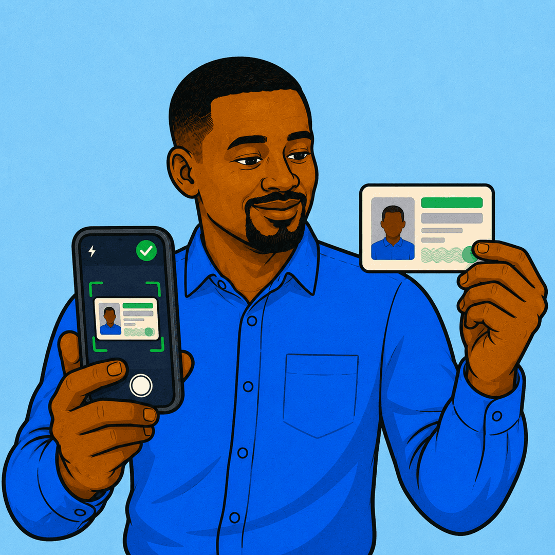 Nigerian driver's licence being uploaded inside the driver onboarding flow