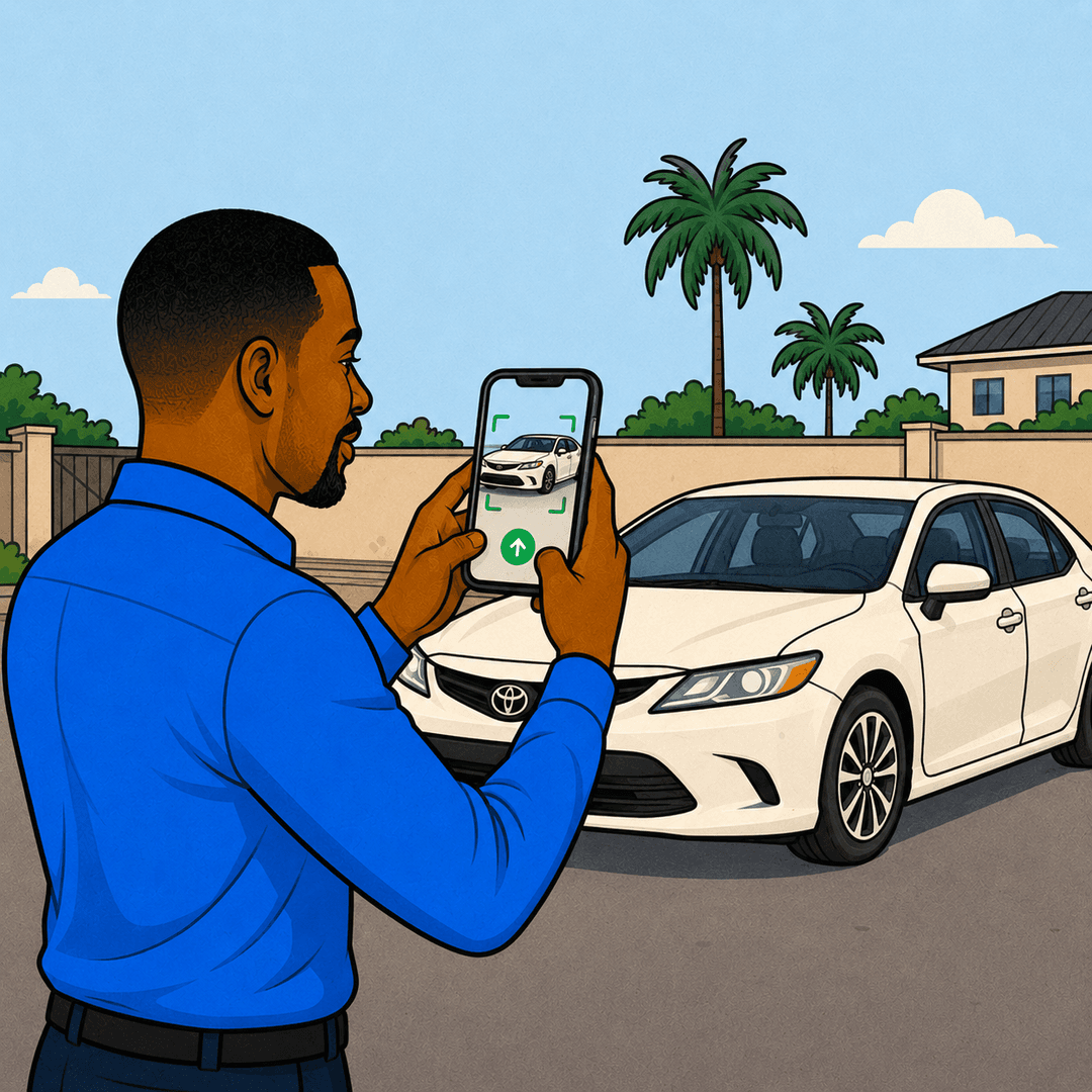 Driver entering vehicle make, model, year, plate number, and uploading a vehicle photo