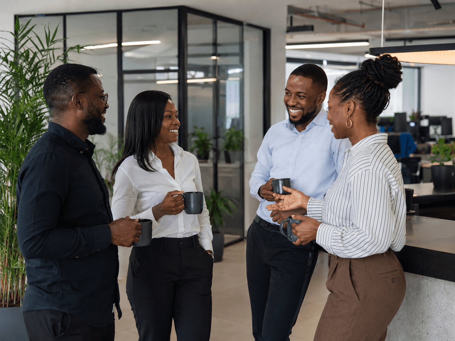 Colleagues from a Yaba tech hub sharing the workplace commute together