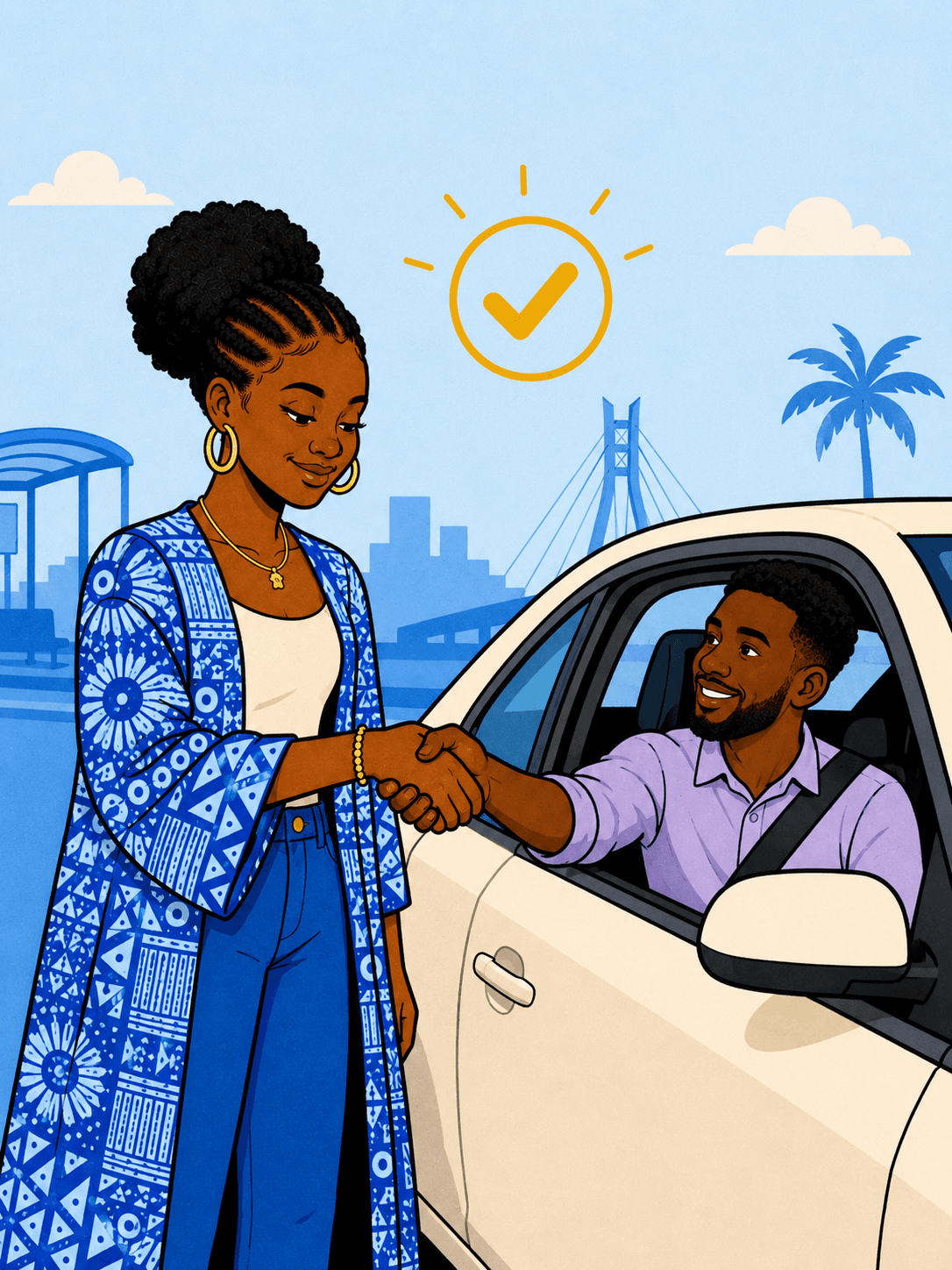 In-app trip request and escrow payment confirmation between rider and driver